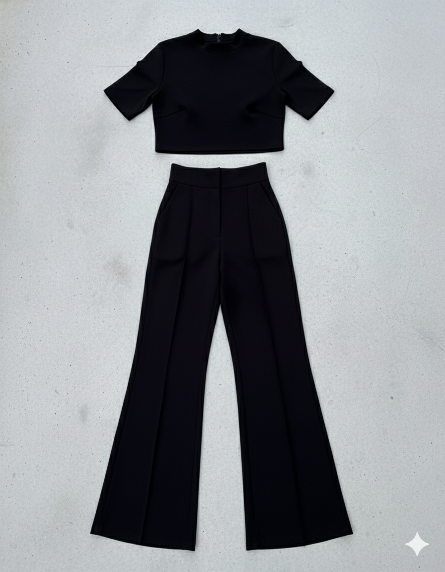 Kurzes Oberteil & High Waist Hose | Weit & Elegant