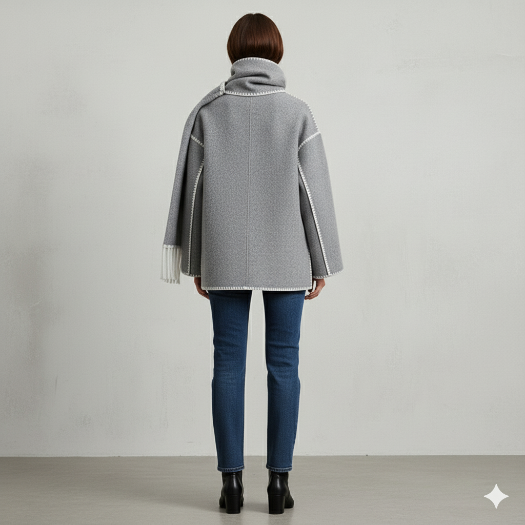 Damen Wollmantel mit Schal Kragen | Winter | Locker & Warm