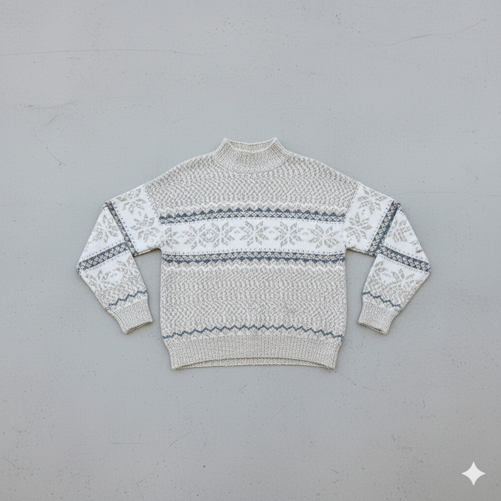 Damen Strickpullover mit Stehkragen | Winter | Schneeflocken-Muster