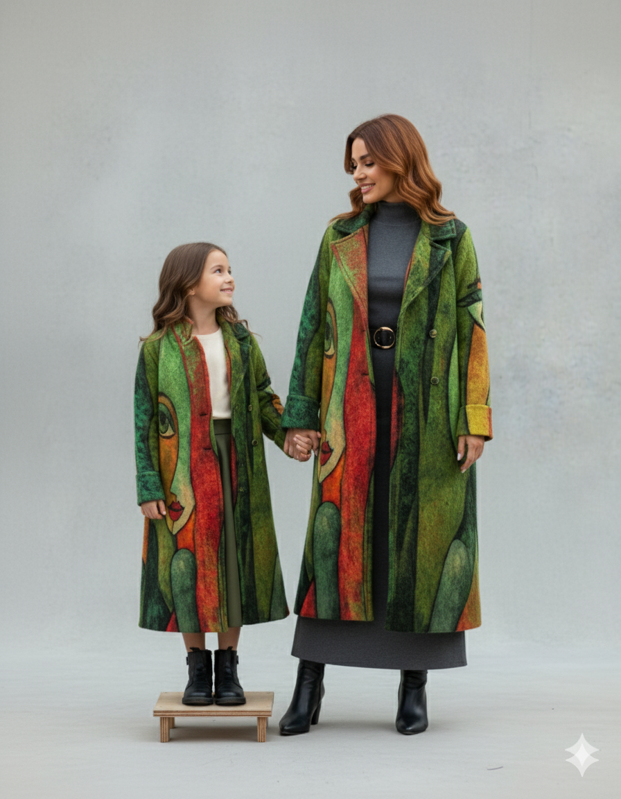 Damen Wollmantel mit Karomuster | Oversize & Warm | Winter