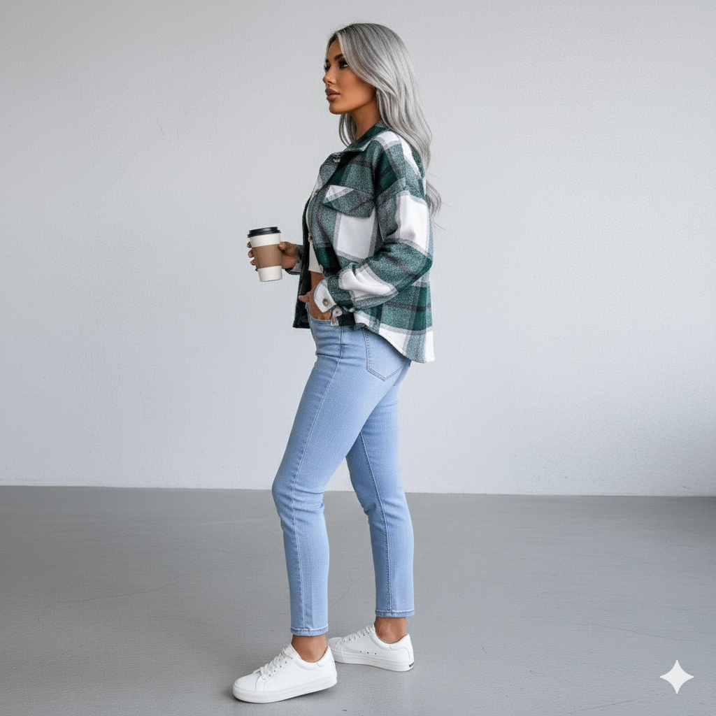 Damen Karo Hemdjacke | Lässig & Weich | Herbst