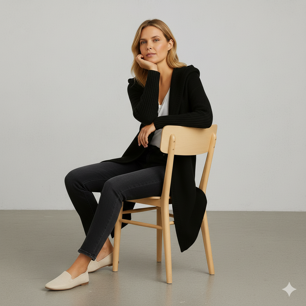 Damen Strickjacke mit Kapuze | Lässig & Übergang