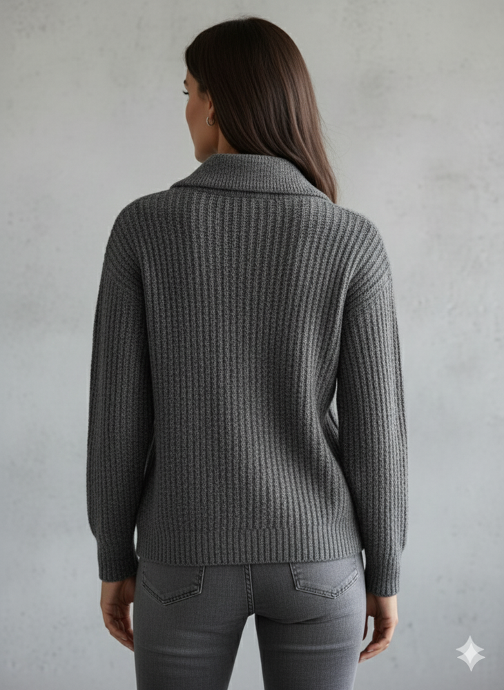 Kuscheliger Damen Strickpullover mit Reißverschluss | Winter