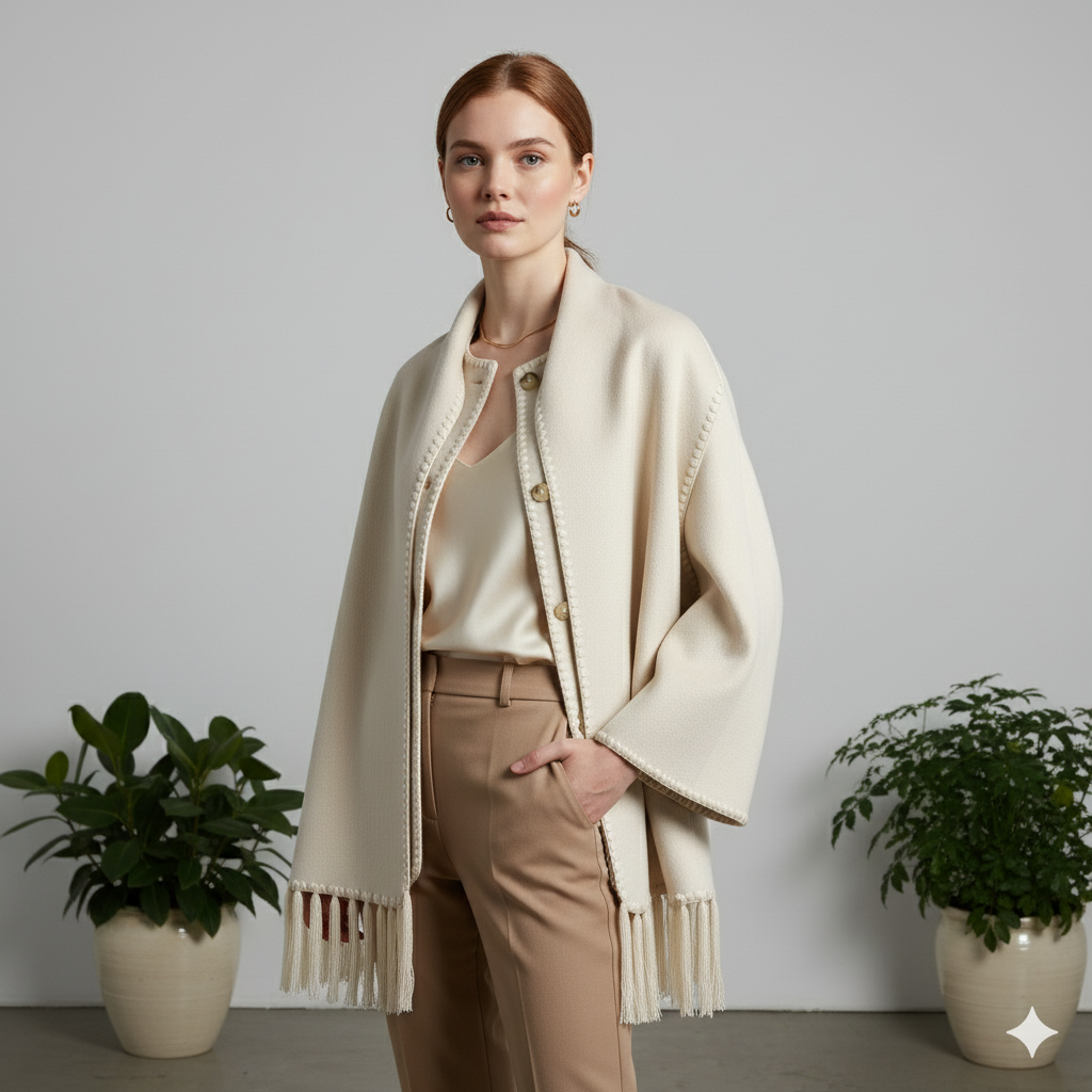 Damen Wollmantel mit Schal Kragen | Winter | Locker & Warm