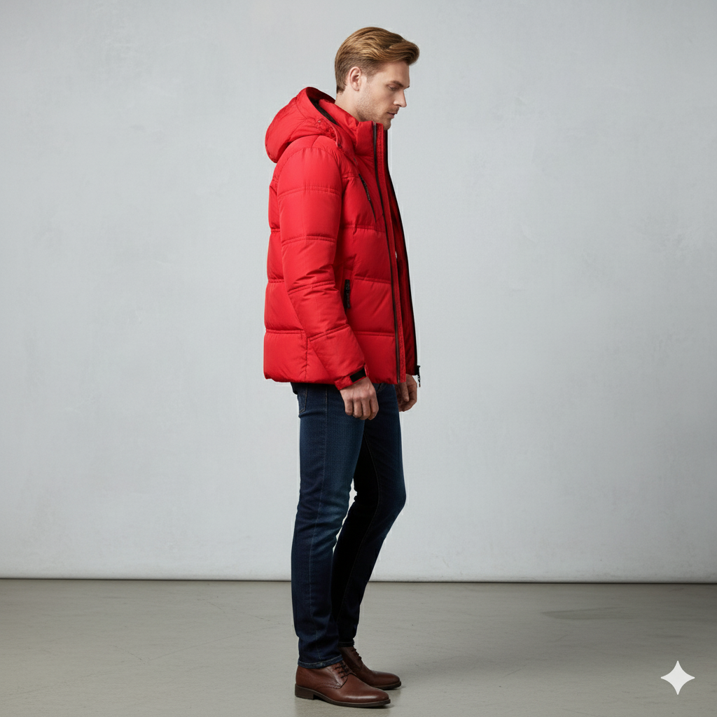 Warmer Herren Daunenmantel mit Kapuze | Winter & Freizeit