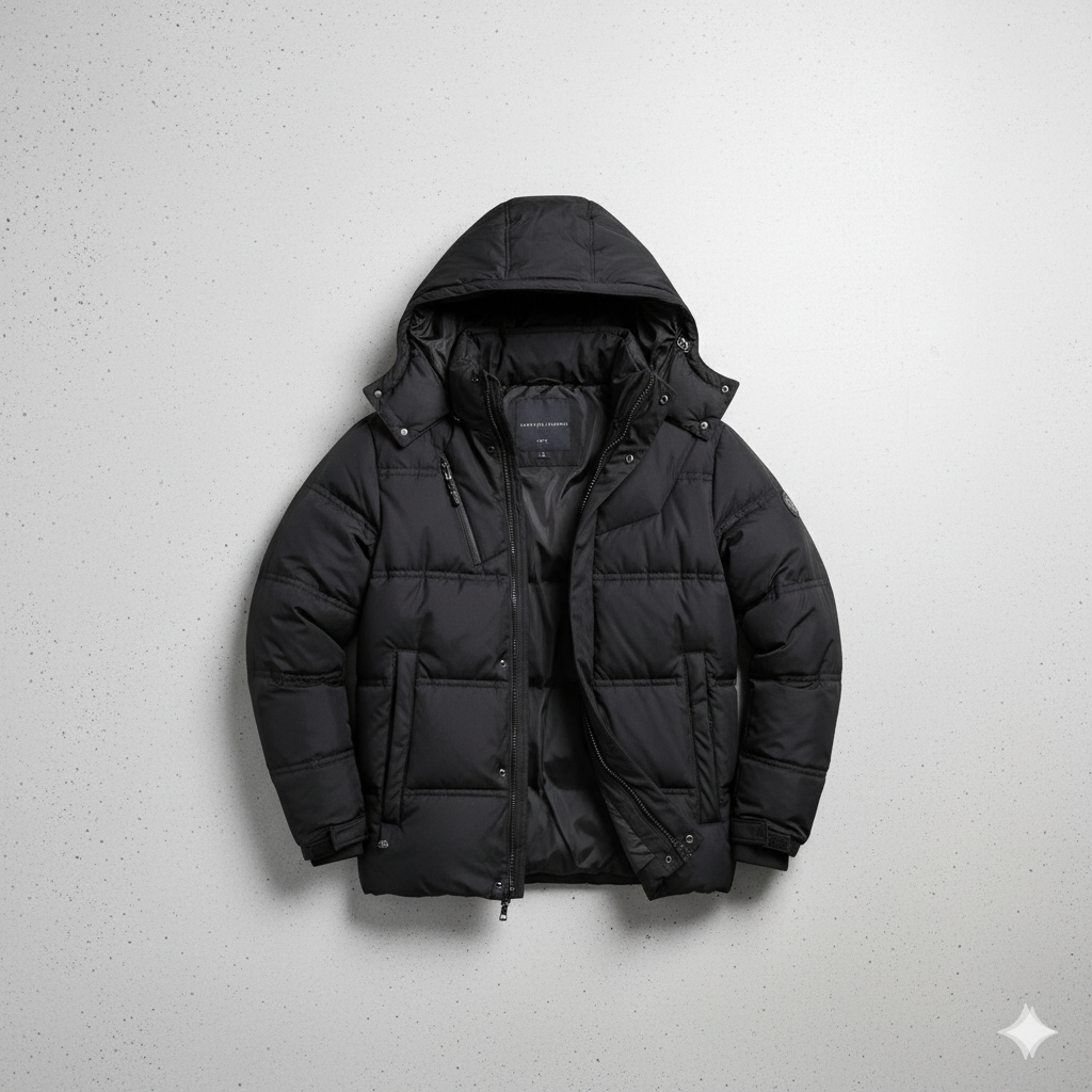 Warmer Herren Daunenmantel mit Kapuze | Winter & Freizeit