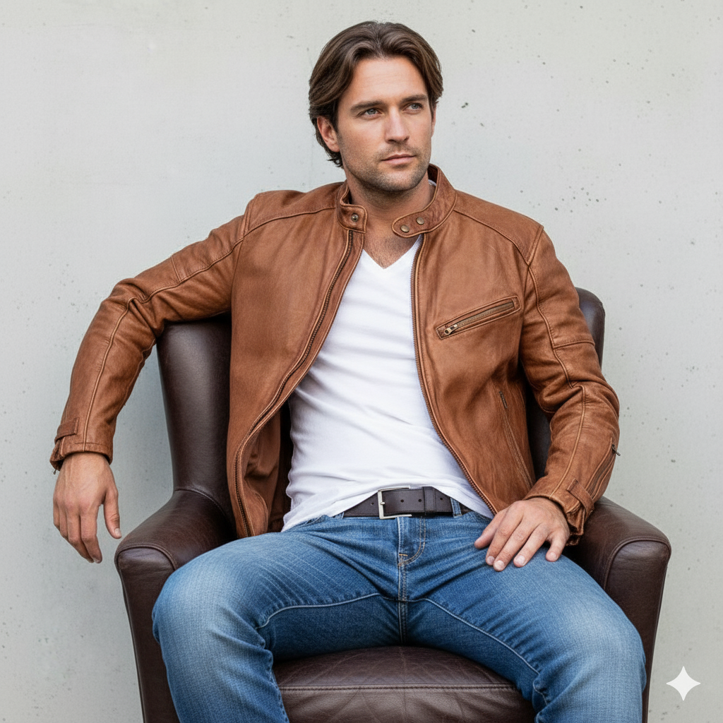 Herren Lederjacke im Biker-Stil | Modern & Lässig