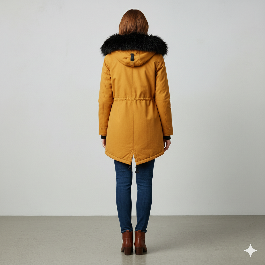 Damen Winterjacke mit Fellkapuze | Warm & Gefüttert