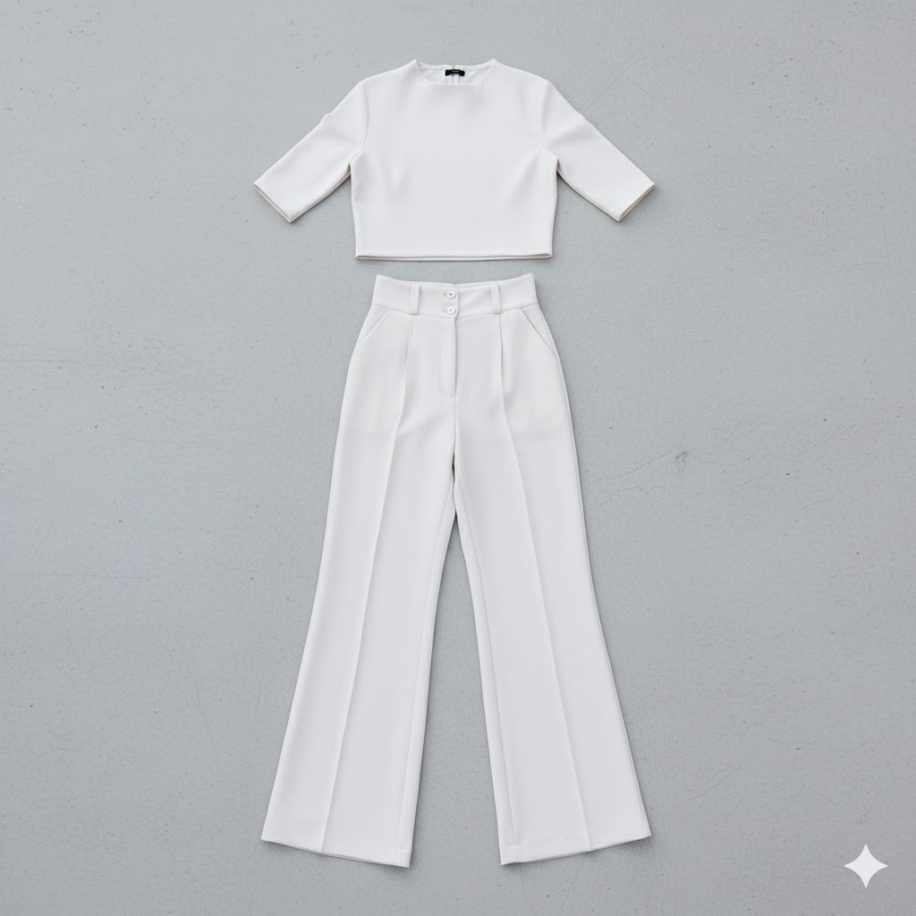 Kurzes Oberteil & High Waist Hose | Weit & Elegant