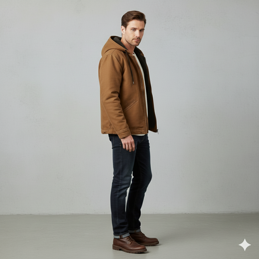Warme Herren Kapuzenjacke mit Fleecefutter | Herbst Winter