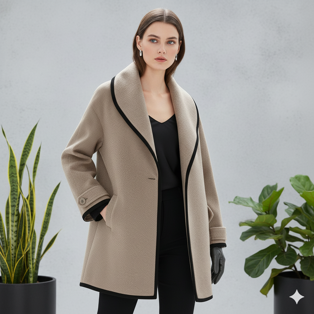 Eleganter Damenmantel mit Kontrastdetails | Herbst/Winter