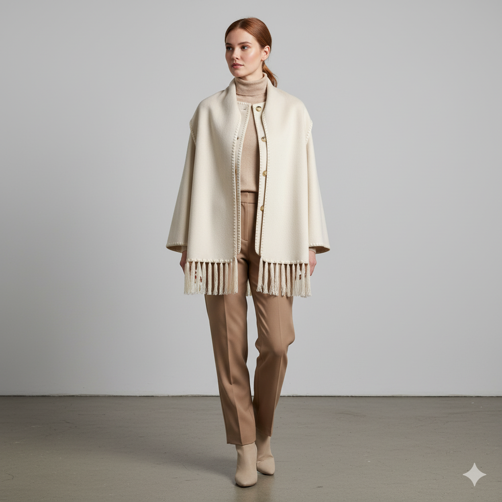 Damen Wollmantel mit Schal Kragen | Winter | Locker & Warm