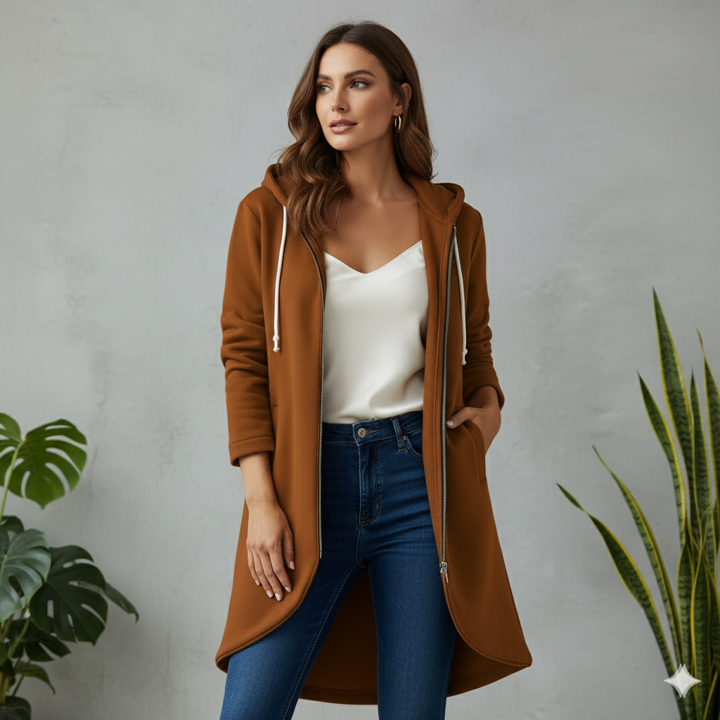 Damen Sweatjacke mit Kapuze & Reißverschluss | Herbst/Winter