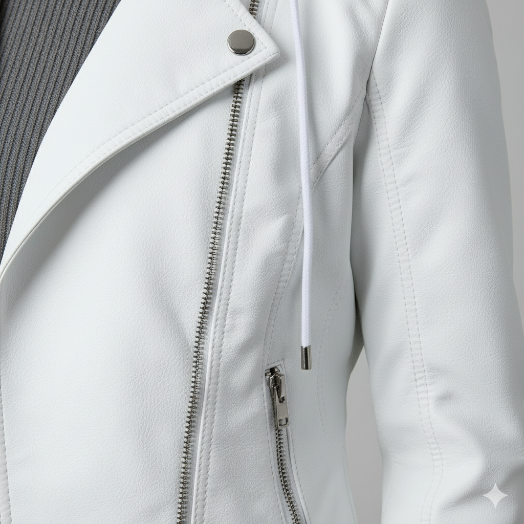 Damen Lederjacke mit Kapuze | Modern & Abnehmbar | Übergang