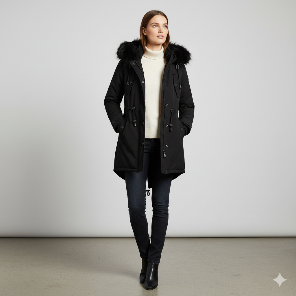 Damen Winterjacke mit Fellkapuze | Warm & Gefüttert