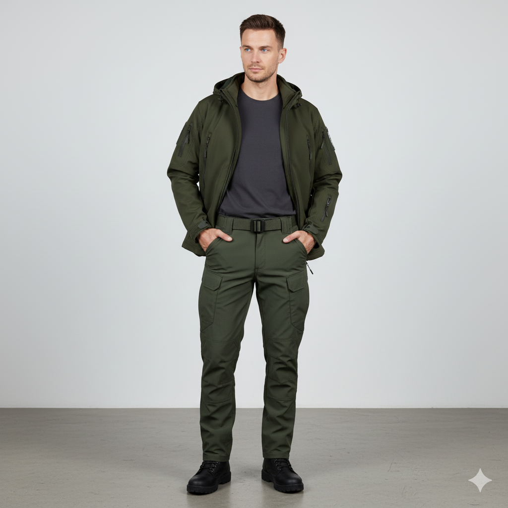 Herren Outdoor Taktikanzug mit Kapuze | Wasserabweisend & Winter