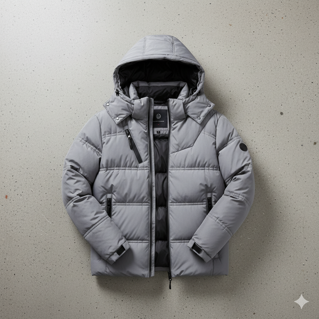Warmer Herren Daunenmantel mit Kapuze | Winter & Freizeit