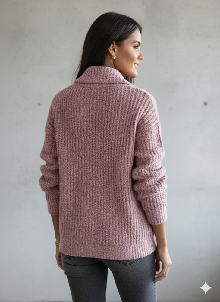 Kuscheliger Damen Strickpullover mit Reißverschluss | Winter