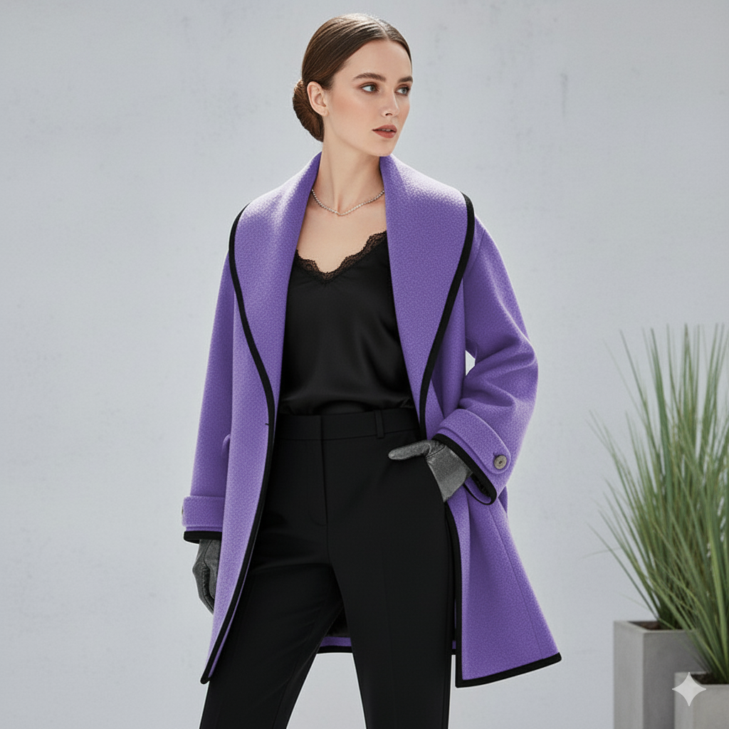 Eleganter Damenmantel mit Kontrastdetails | Herbst/Winter