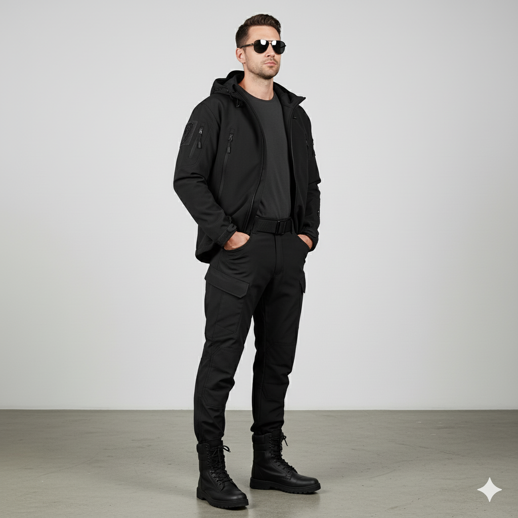 Herren Outdoor Taktikanzug mit Kapuze | Wasserabweisend & Winter