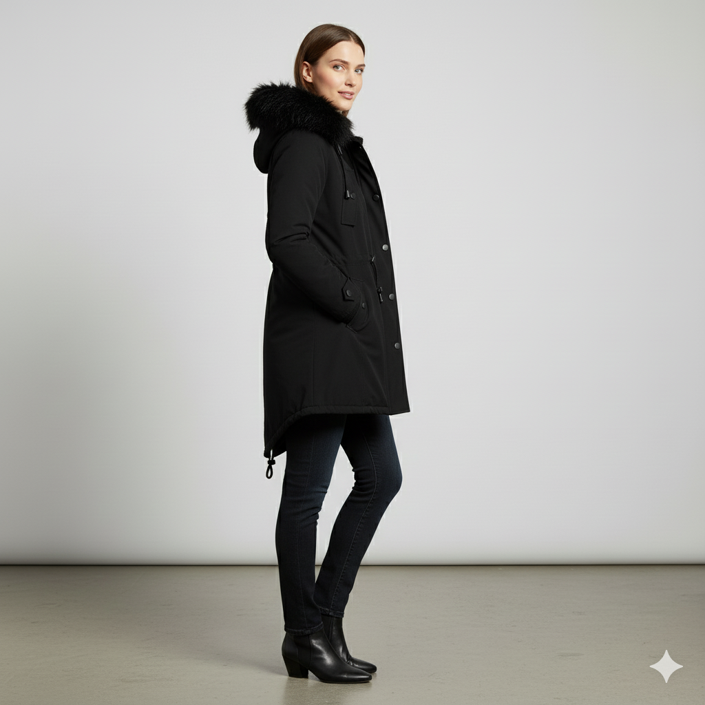 Damen Winterjacke mit Fellkapuze | Warm & Gefüttert