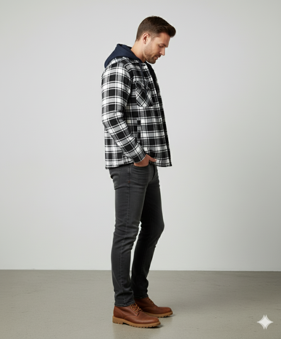 Gepolsterte Herrenjacke mit Karomuster | Warm & Casual Winter