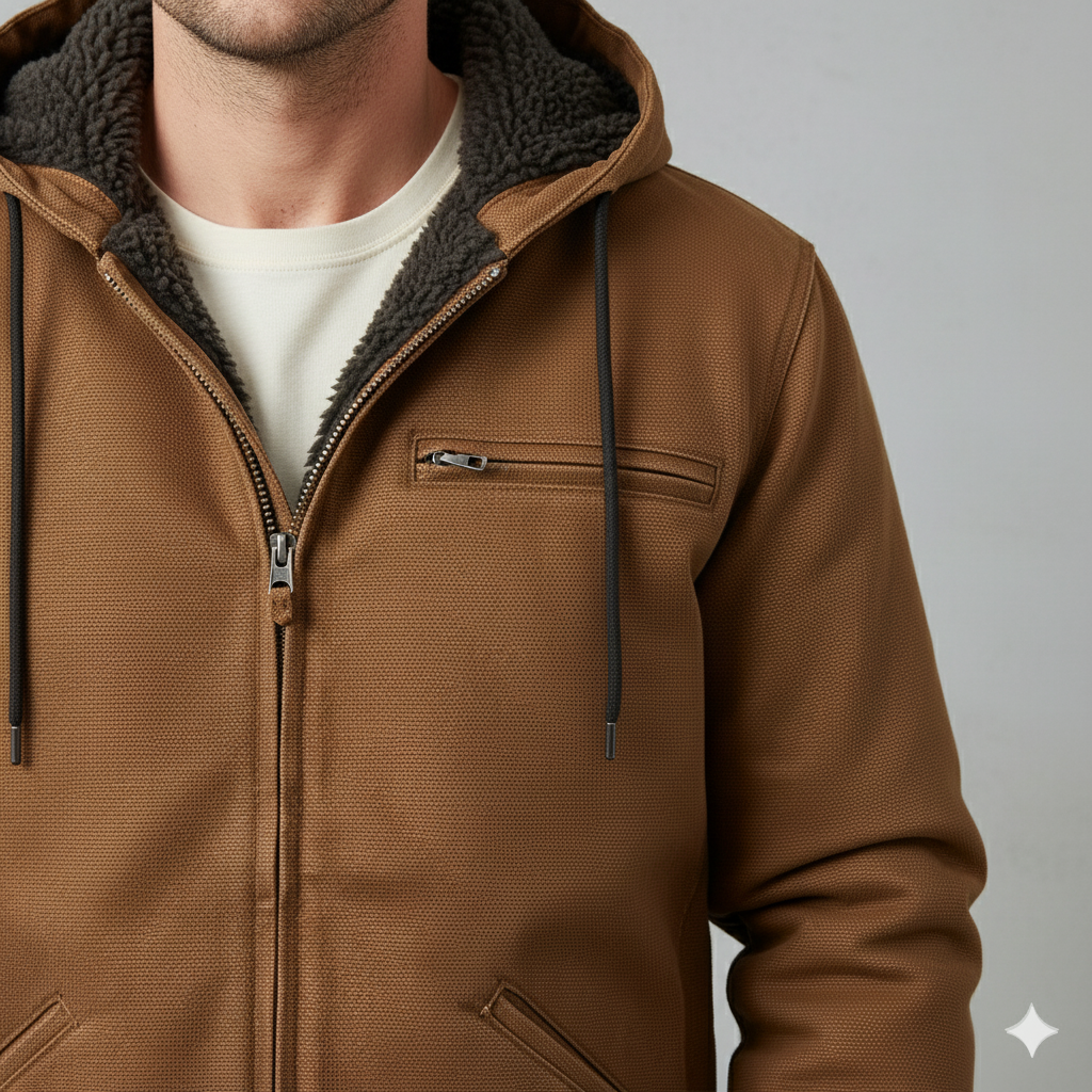 Warme Herren Kapuzenjacke mit Fleecefutter | Herbst Winter