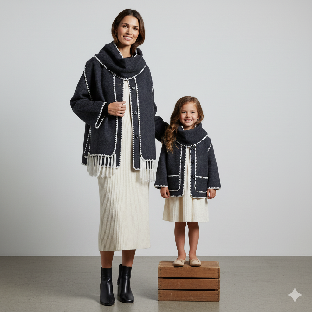 Damen Wollmantel mit Schal Kragen | Winter | Locker & Warm