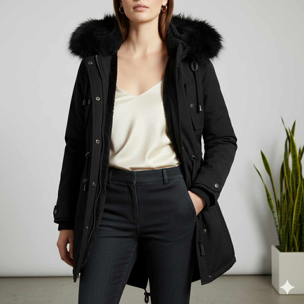 Damen Winterjacke mit Fellkapuze | Warm & Gefüttert