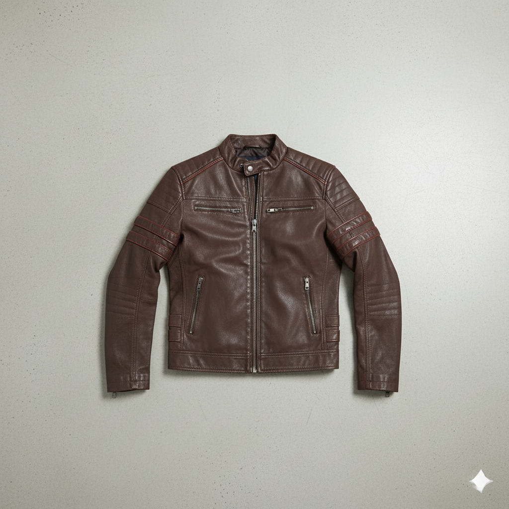Herren Bikerjacke aus Veganleder mit Stehkragen | Herbst Winter