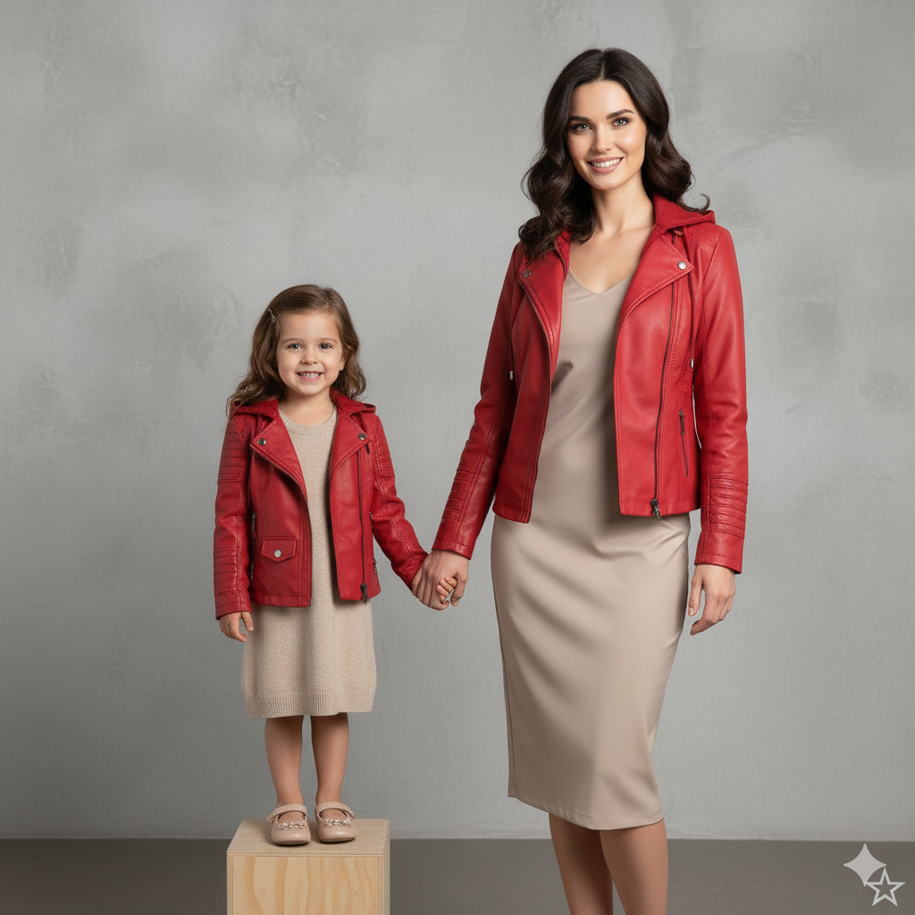 Damen Lederjacke mit Kapuze | Modern & Abnehmbar | Übergang