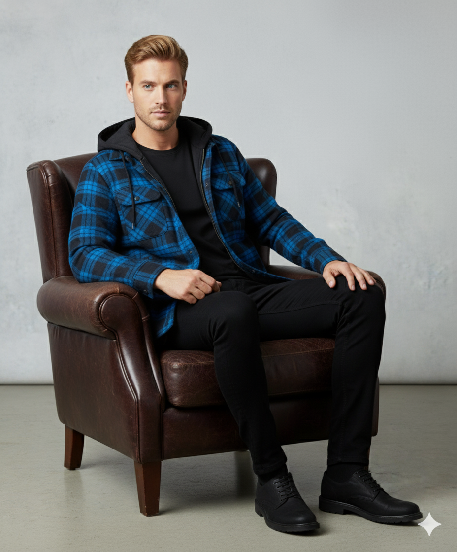 Gepolsterte Herrenjacke mit Karomuster | Warm & Casual Winter