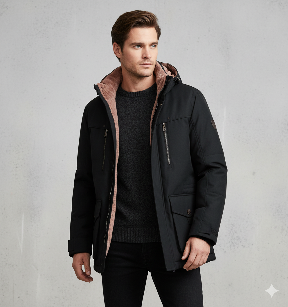 Warmer Herren Wintermantel mit Kapuze | Dick & Funktional