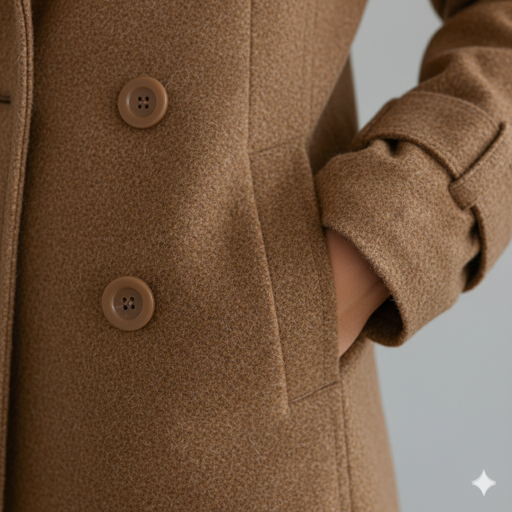 Damen Wollmantel mit Reverskragen | Elegant & Mittellang | Herbst/Winter