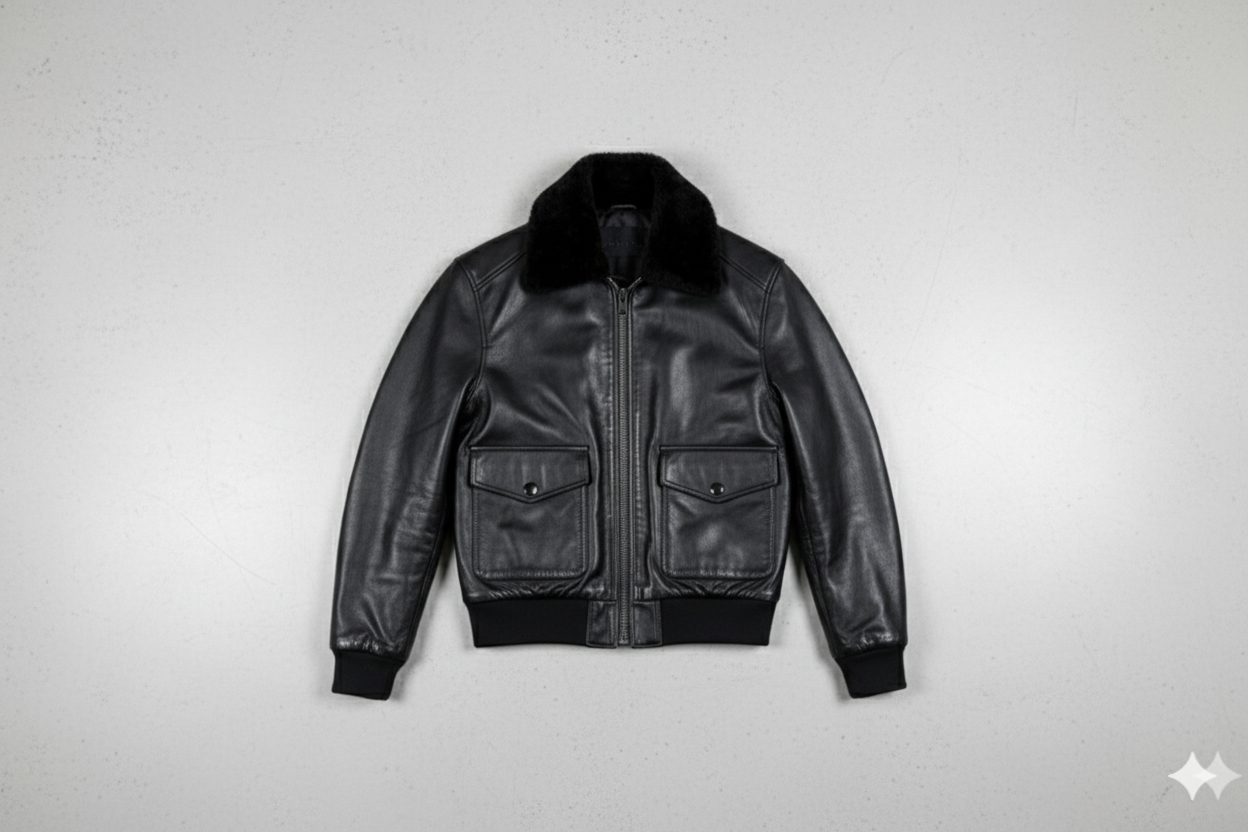 Herren Lederjacke im Retro Air Force Stil | Warm mit Fellkragen