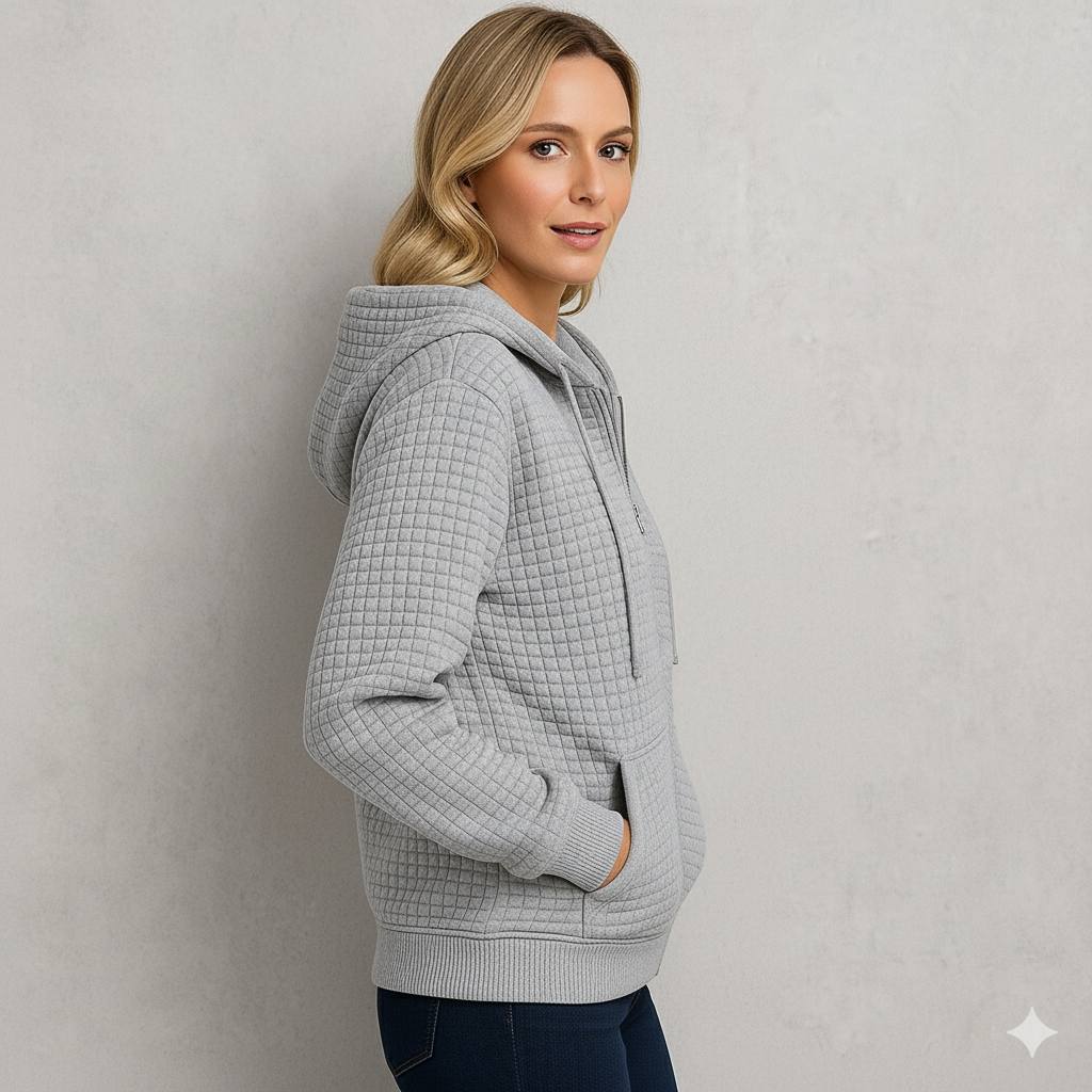 Leichter Damen Kapuzen Strickjacke mit Reißverschluss | Übergang