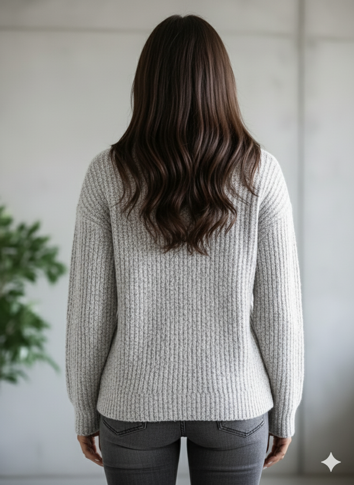 Kuscheliger Damen Strickpullover mit Reißverschluss | Winter