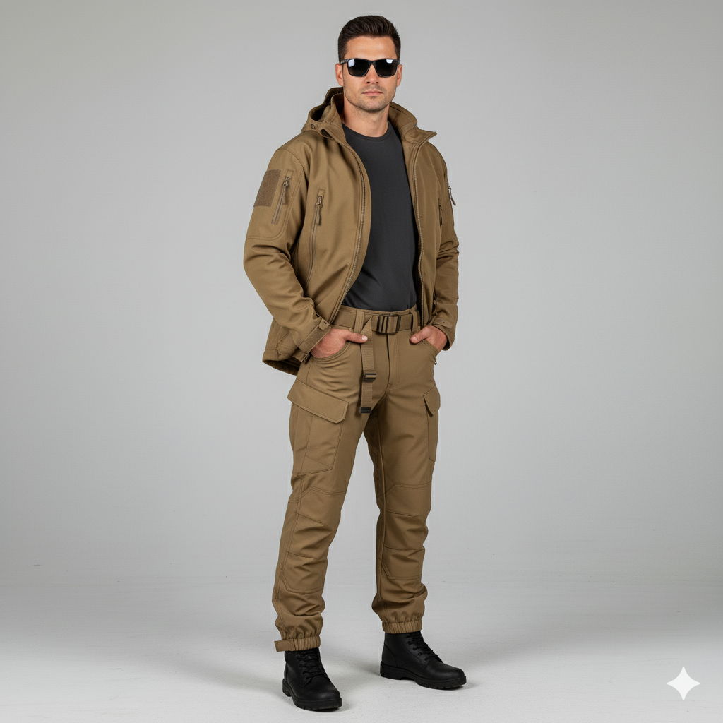 Herren Outdoor Taktikanzug mit Kapuze | Wasserabweisend & Winter