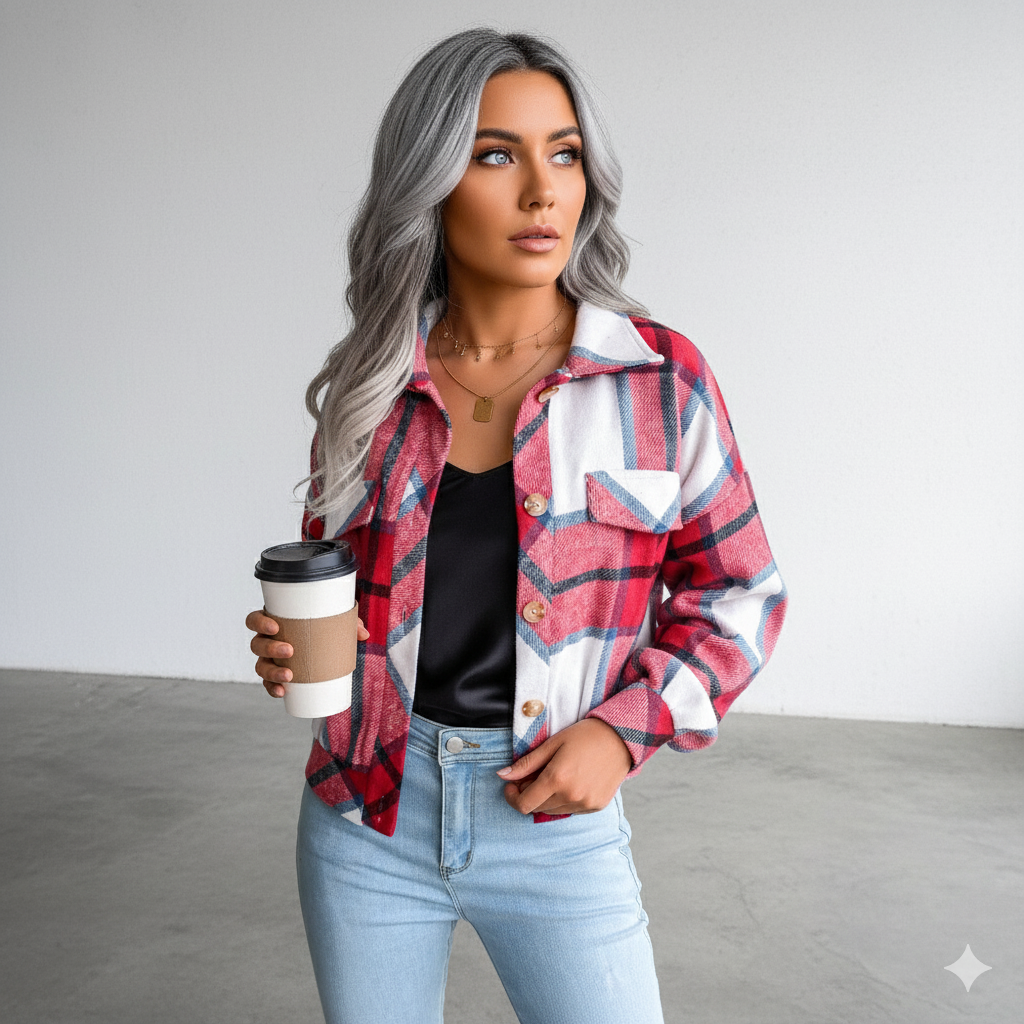Damen Karo Hemdjacke | Lässig & Weich | Herbst