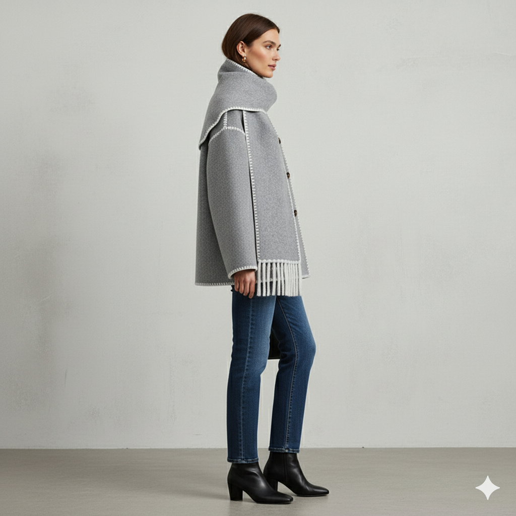 Damen Wollmantel mit Schal Kragen | Winter | Locker & Warm
