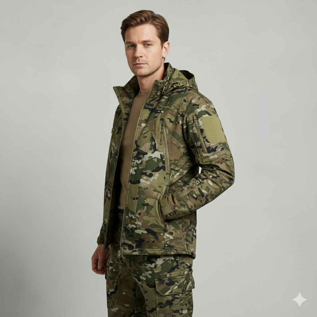 Herren Outdoor Taktikanzug mit Kapuze | Wasserabweisend & Winter
