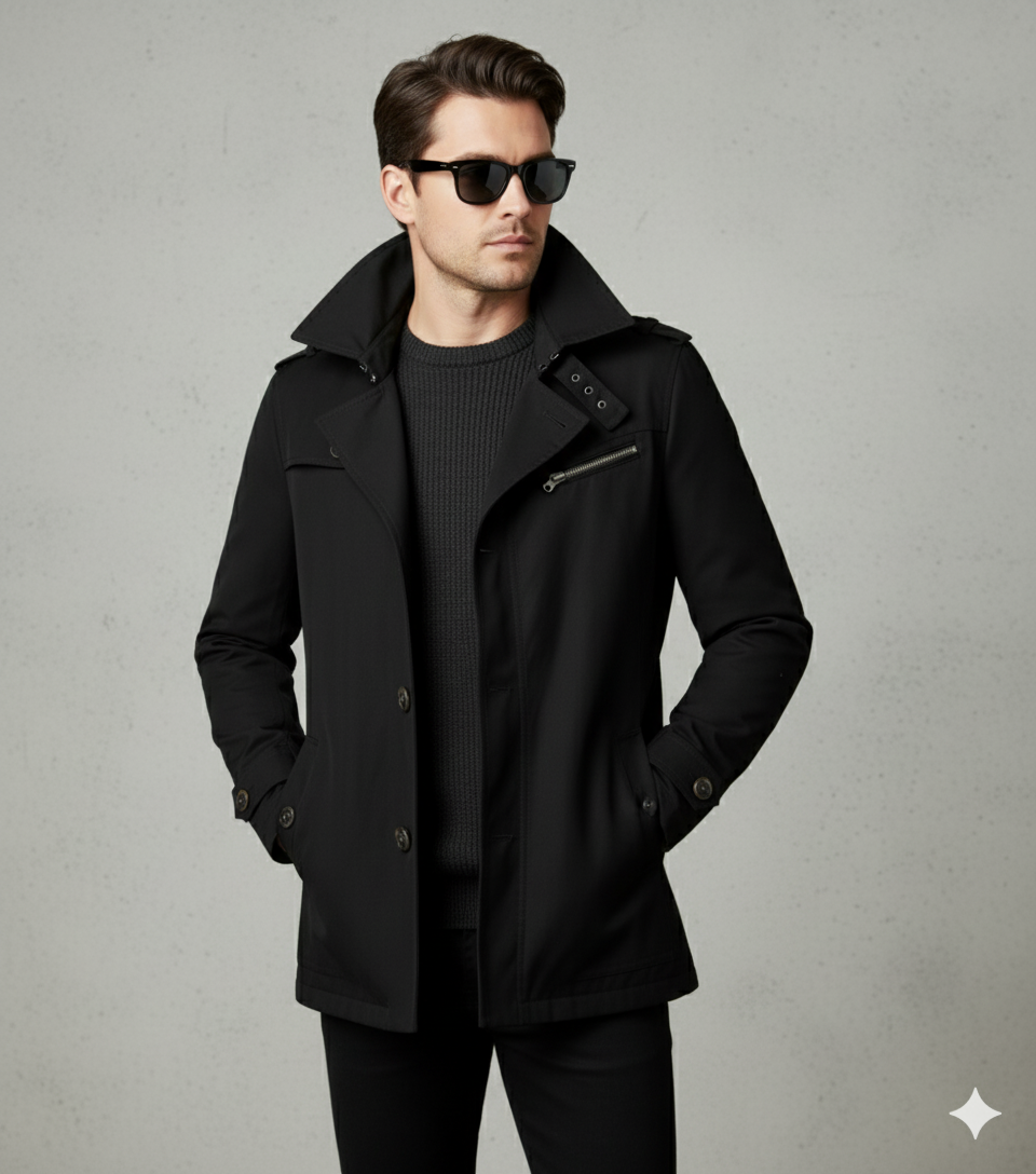 Eleganter Herren Trenchcoat mit Reverskragen | Herbst Übergang