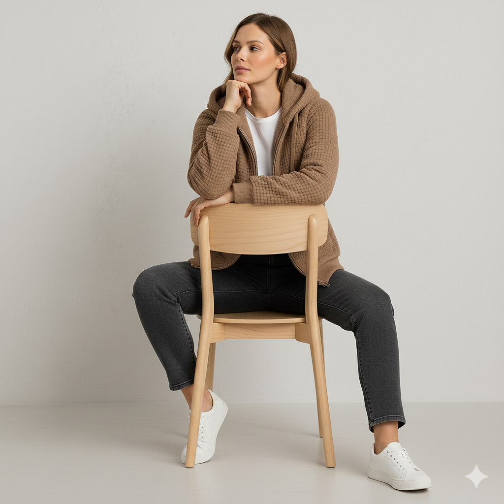 Leichter Damen Kapuzen Strickjacke mit Reißverschluss | Übergang