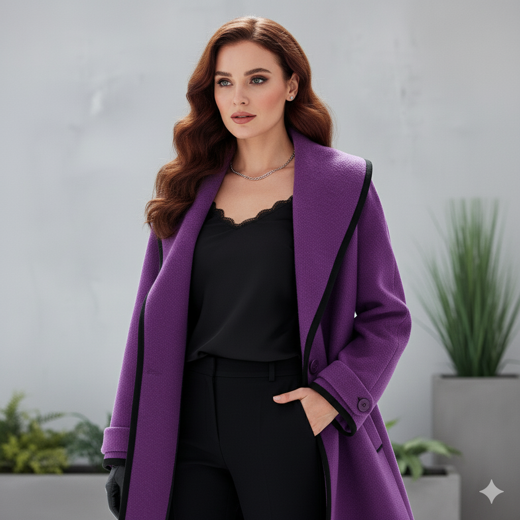 Eleganter Damenmantel mit Kontrastdetails | Herbst/Winter