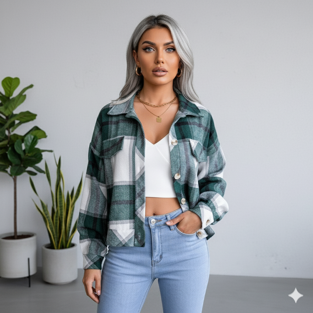 Damen Karo Hemdjacke | Lässig & Weich | Herbst