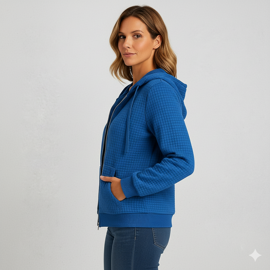 Leichter Damen Kapuzen Strickjacke mit Reißverschluss | Übergang