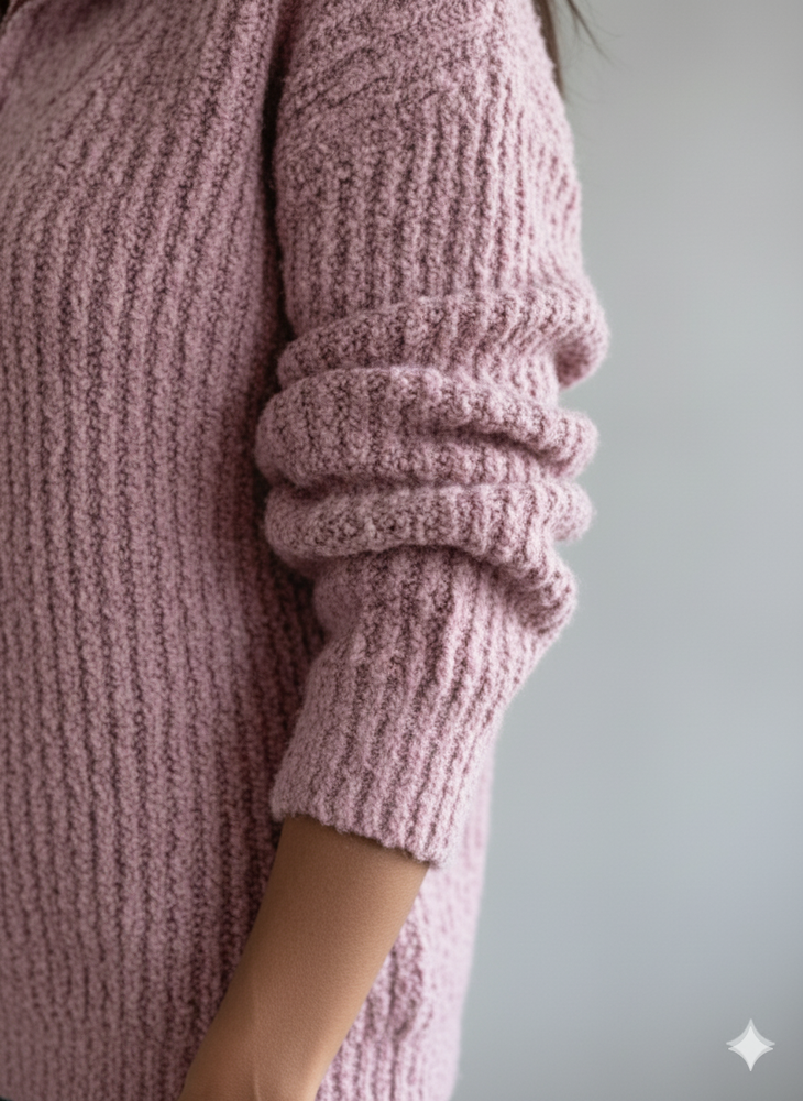 Kuscheliger Damen Strickpullover mit Reißverschluss | Winter