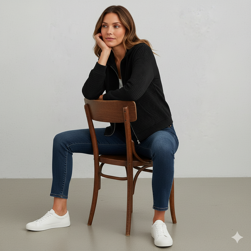Leichter Damen Kapuzen Strickjacke mit Reißverschluss | Übergang