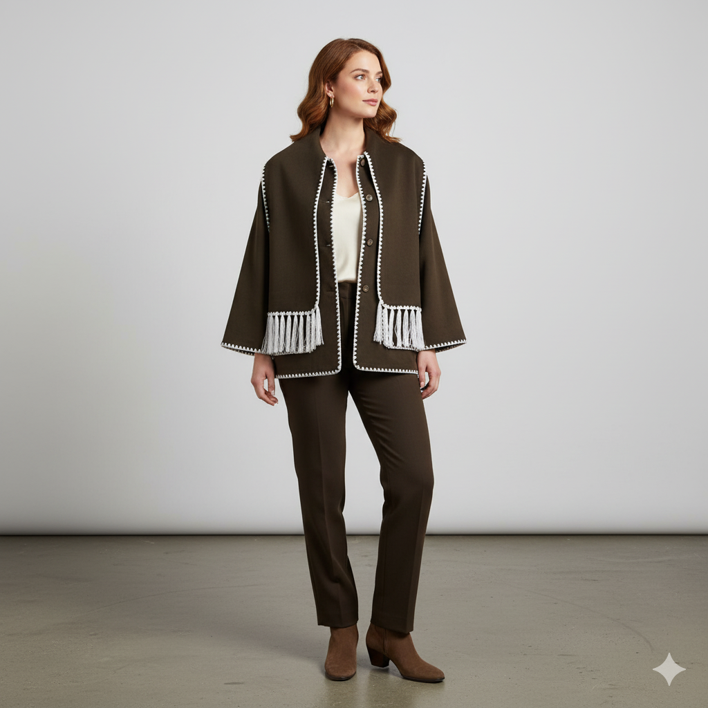 Damen Wollmantel mit Schal Kragen | Winter | Locker & Warm