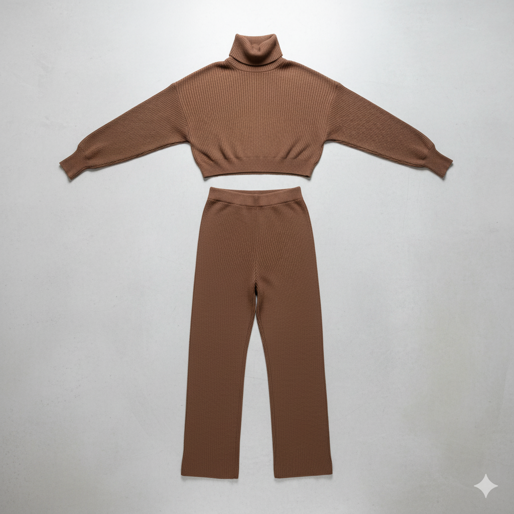 Damen Rollkragen Set mit Langarm | Lässig & Bequem | Winter